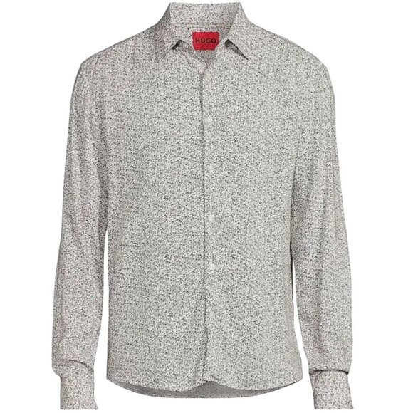 Hugo Boss Men's Ermo Woven Long Sleeve Slim Fit Floral Print Shirt Size Medium - Picture 1 of 12